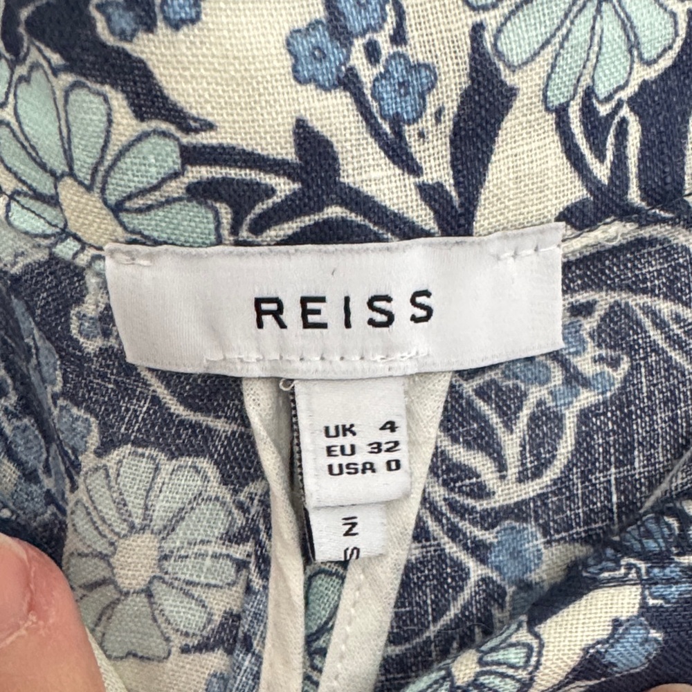 Reiss Blue Floral Women's Linen Shorts - Picture 2 of 7